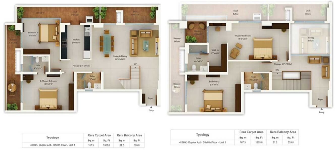 Floor plan of 4 BHK 1800 Sq. Ft. Apartment in Tata Avenida, Kolkata