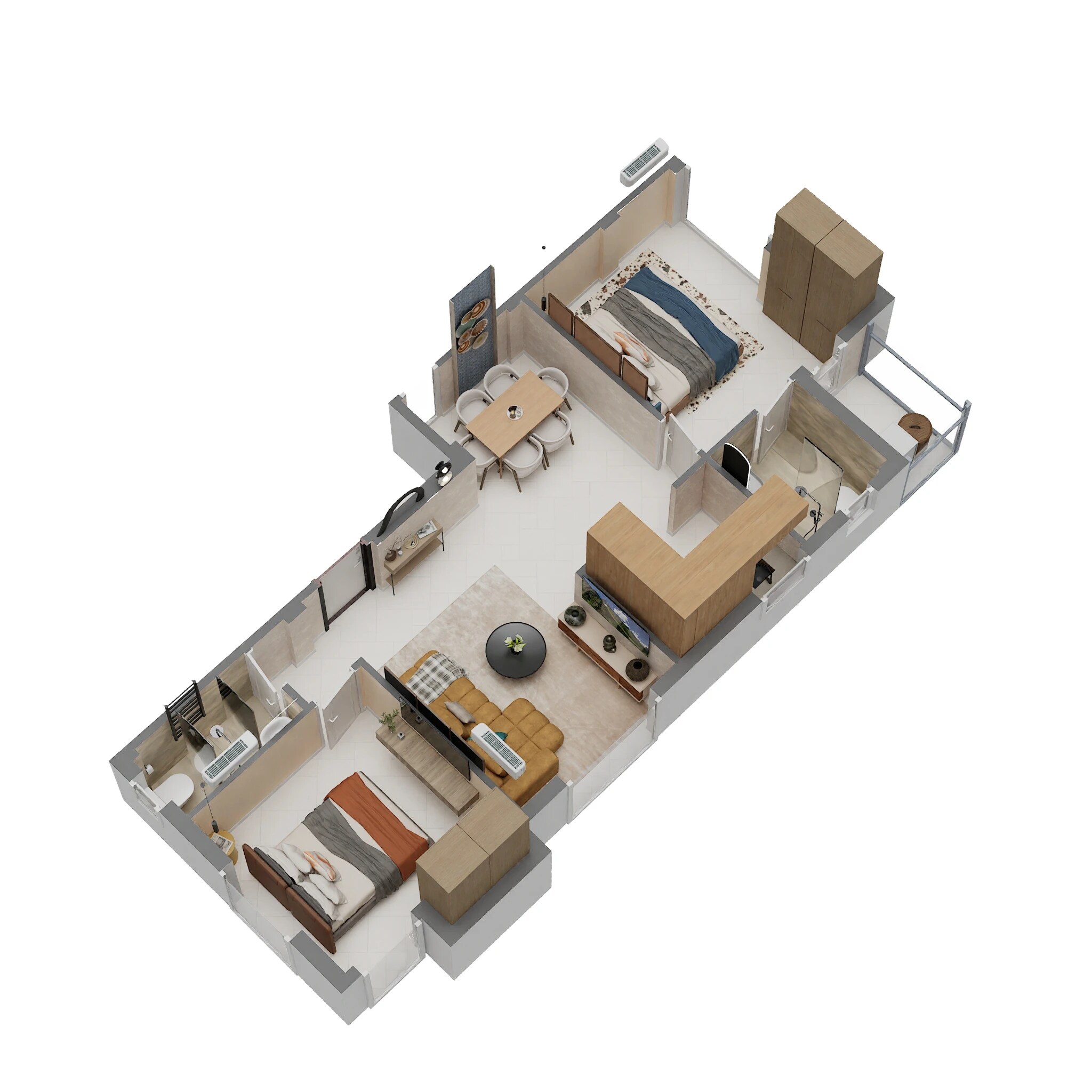 Floor plan of 2 BHK 1037 Sq. Ft. Apartment in Tirupati Rise, Kolkata