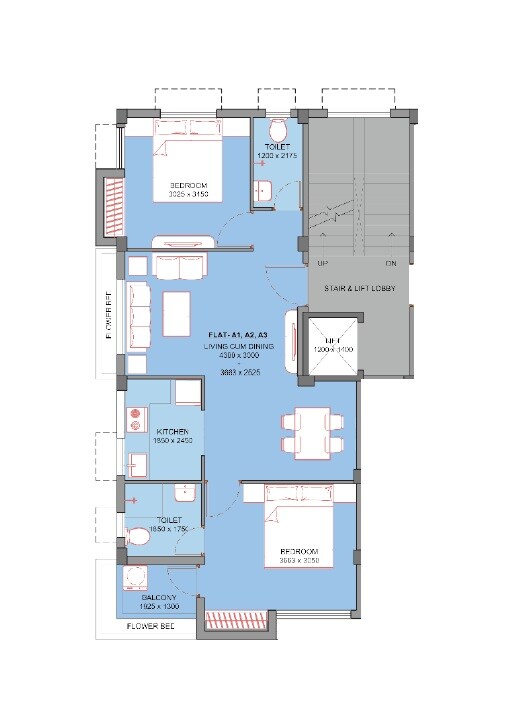 2 BHK 1037 Sq. Ft. Apartment