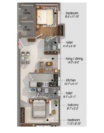  2 BHK Apartment at TPJ Lux Insignia, Thakurpukur – for Rent