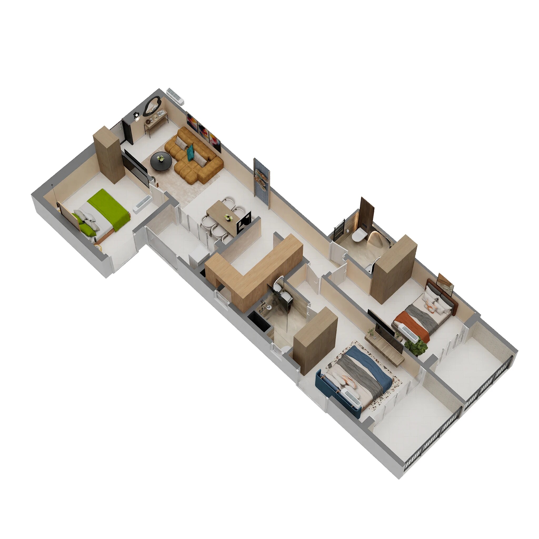 3 BHK 909 Sq. Ft. Apartment