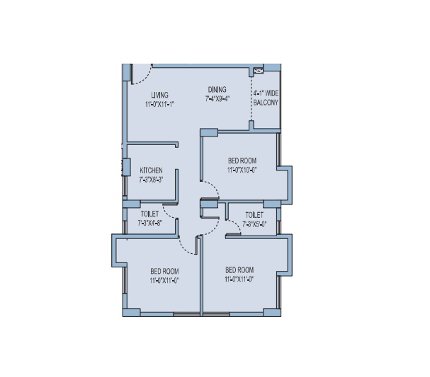 3 BHK 915 Sq. Ft. Apartment in Unimark Lakewood Estate