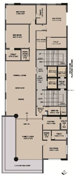 Floor plan of 4 BHK 4700 Sq. Ft. Apartment in Unimark Grand, Kolkata