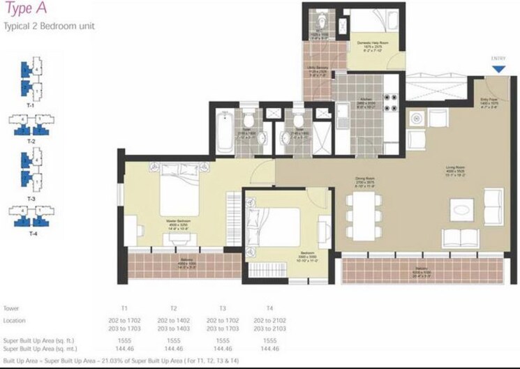 Other, unitech-downtown 2 Bedroom 1555 Sq.Ft. Apartment In Rajarhat New Town Kolkata 9299620