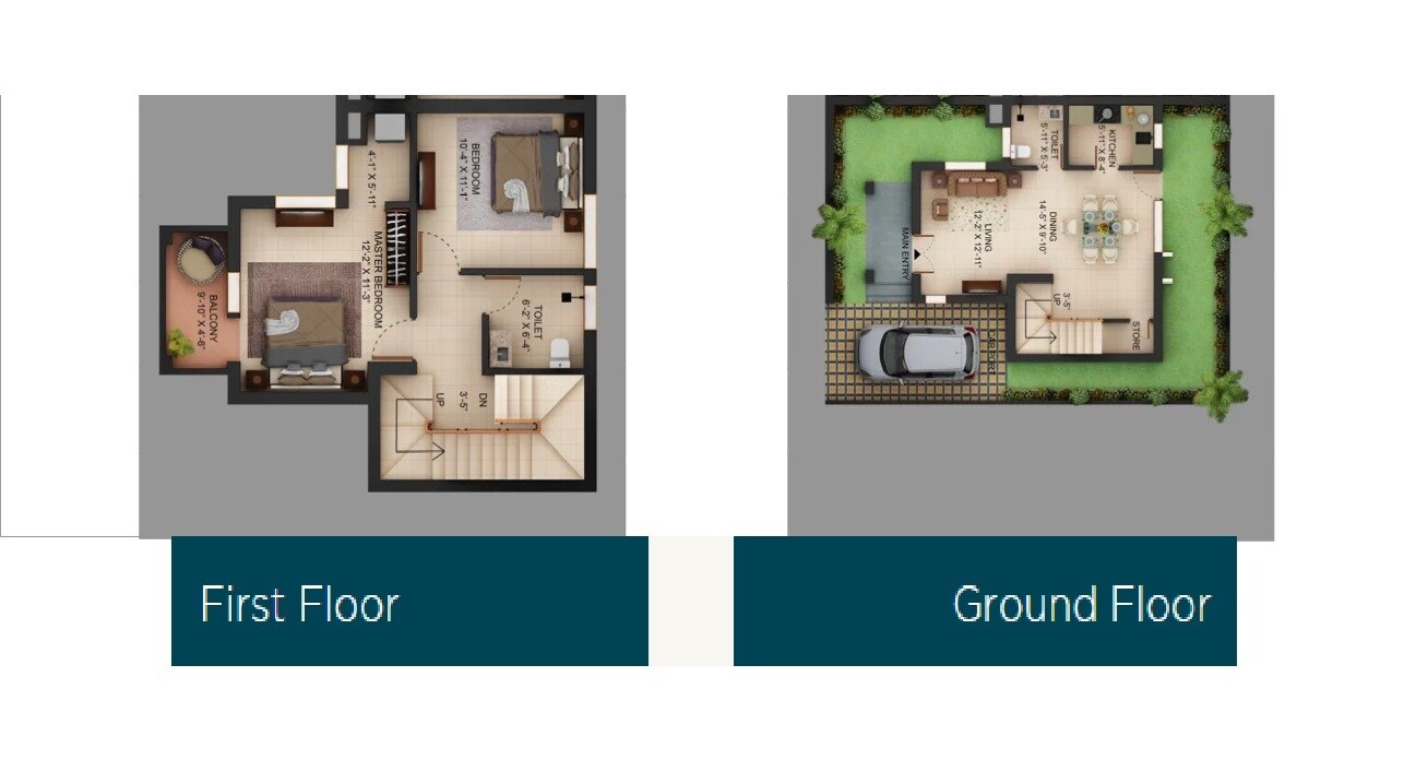 Floor plan of 2 BHK 1414 Sq. Ft. Villa in USE Kolkata West International City, Kolkata