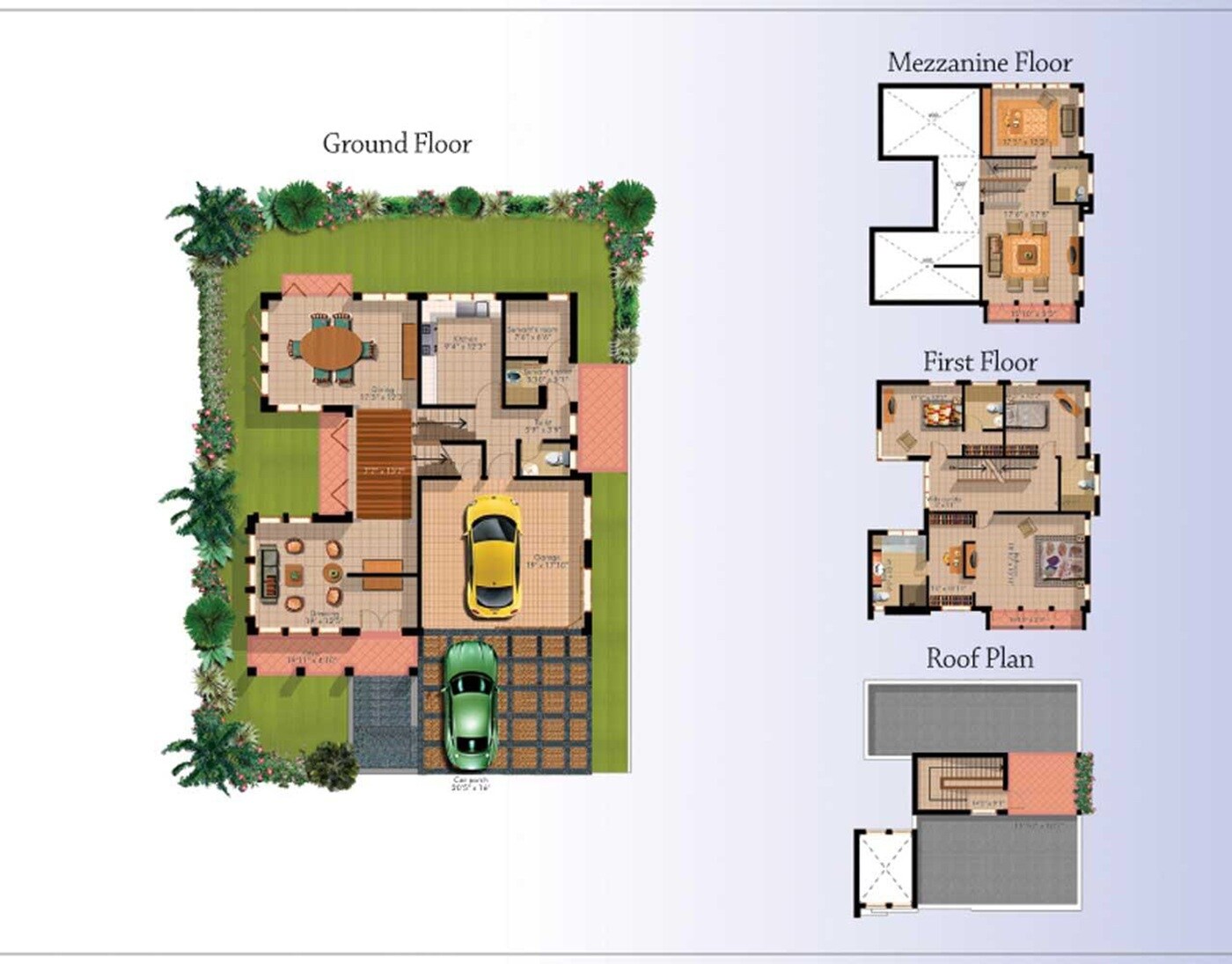 Floor plan of 4 BHK 4638 Sq. Ft. Villa in USE Kolkata West International City, Kolkata