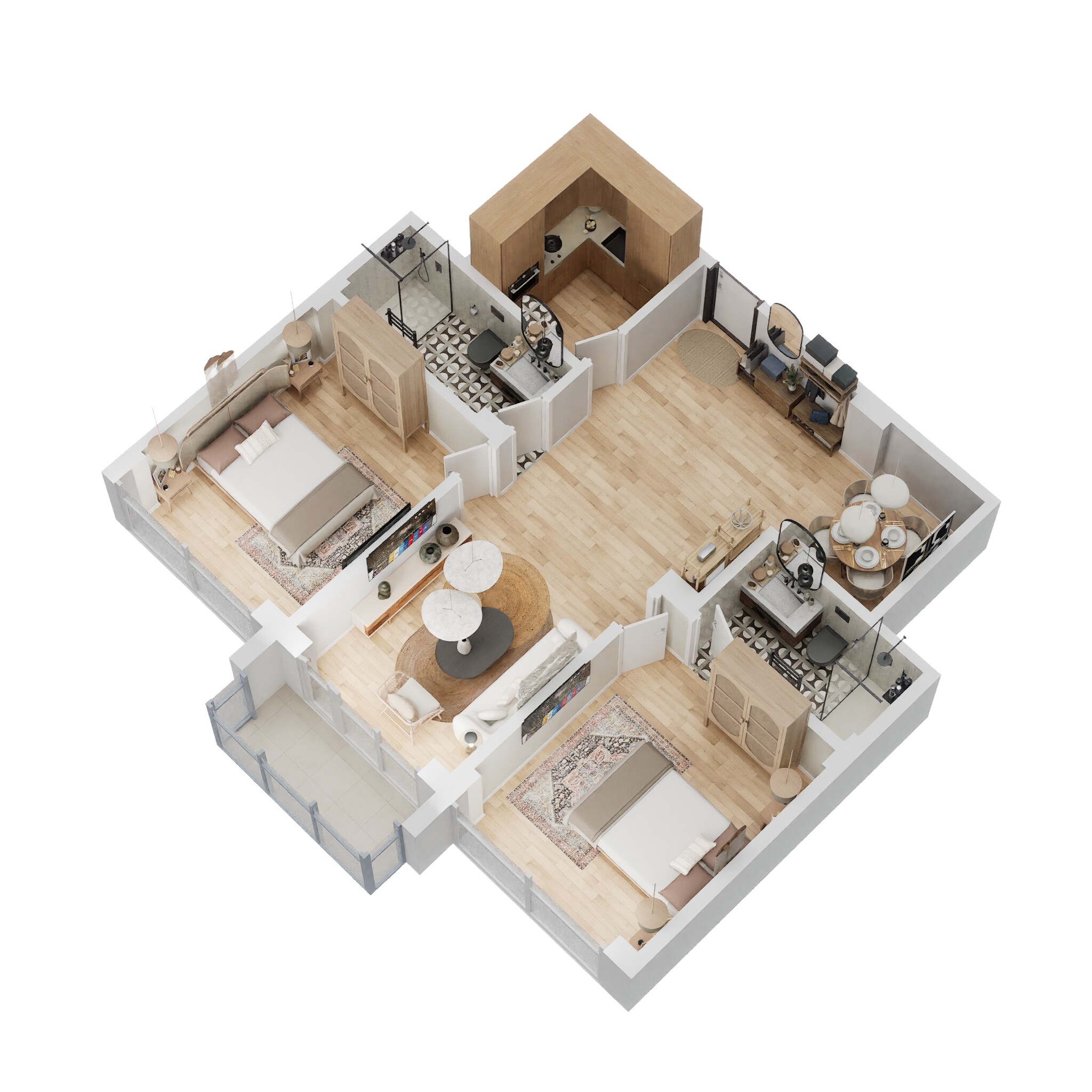 Floor plan of 2 BHK 1015 Sq. Ft. Apartment in Vaidheeki Vishnu Vatika, Kolkata
