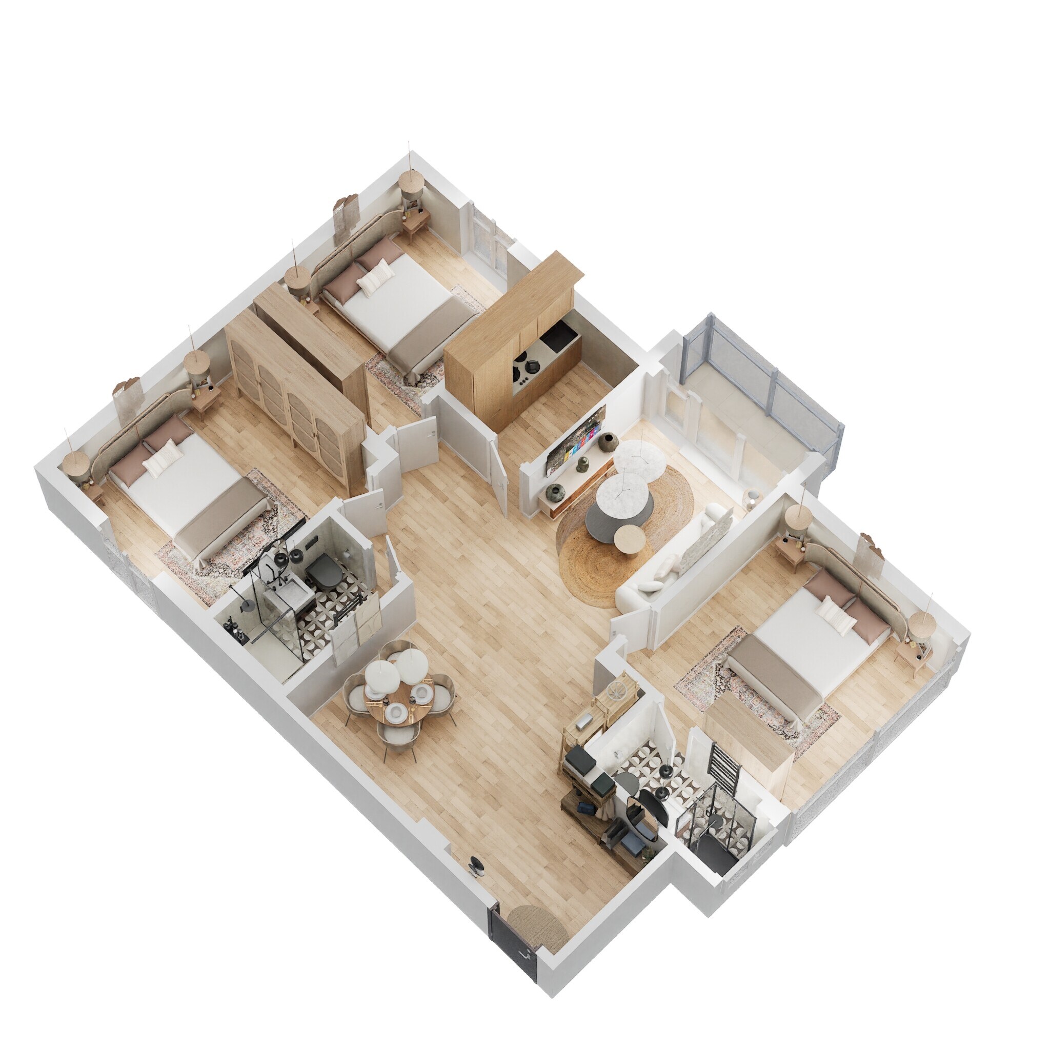 Floor plan of 3 BHK 1290 Sq. Ft. Apartment in Vaidheeki Vishnu Vatika, Kolkata