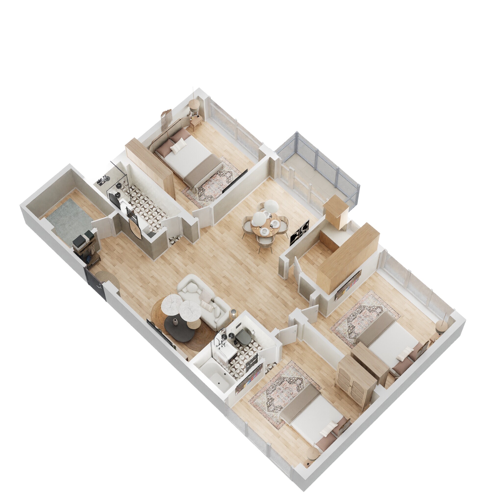 Floor plan of 3 BHK 1544 Sq. Ft. Apartment in Vaidheeki Vishnu Vatika, Kolkata