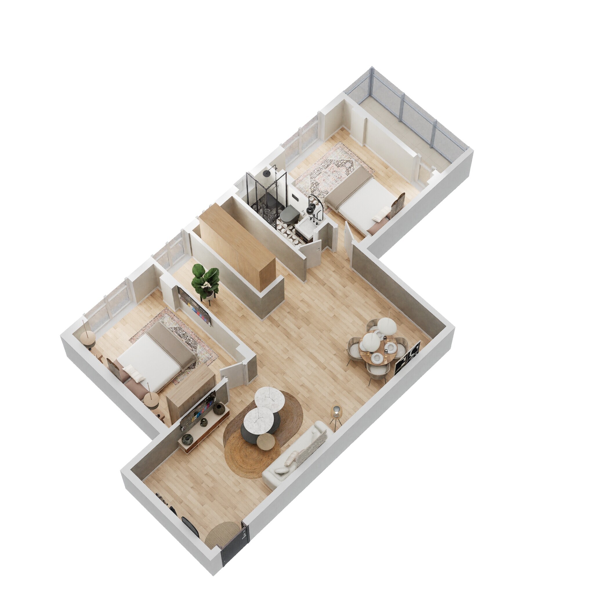 Floor plan of 2 BHK 1046 Sq. Ft. Apartment in Vishwakarma City Garden, Kolkata