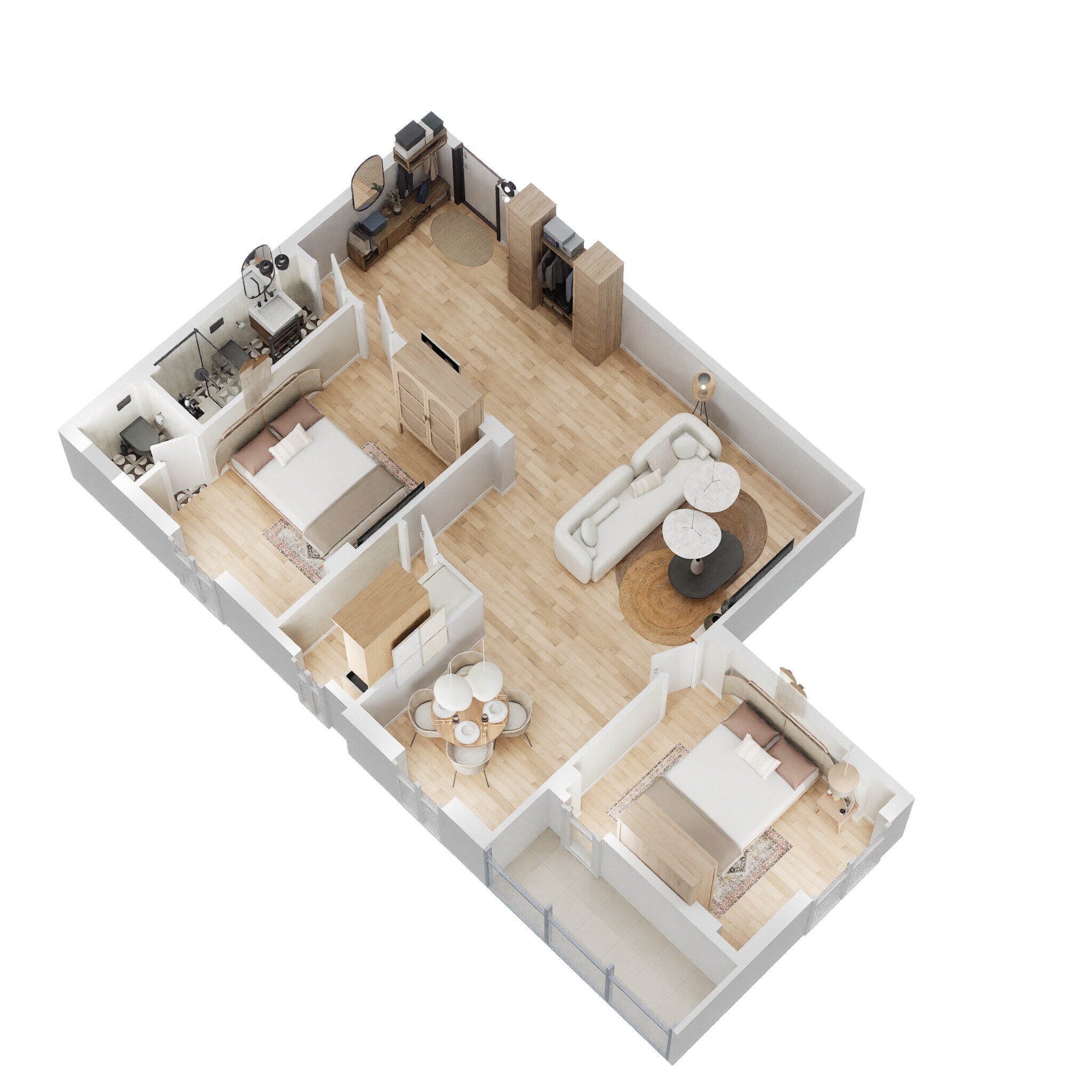 Floor plan of 2 BHK 1091 Sq. Ft. Apartment in Vishwakarma City Garden, Kolkata