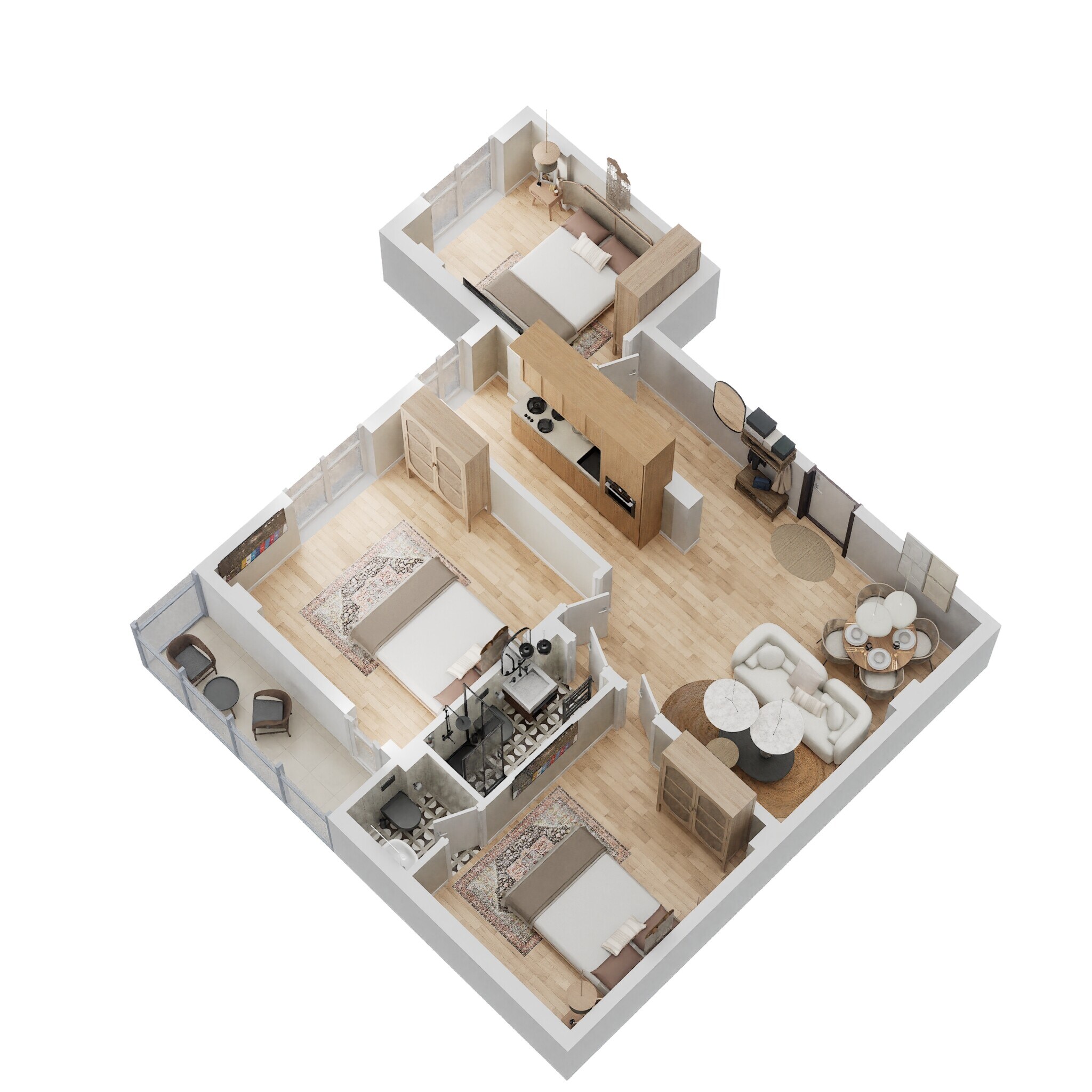 Floor plan of 3 BHK 1163 Sq. Ft. Apartment in Vishwakarma City Garden, Kolkata