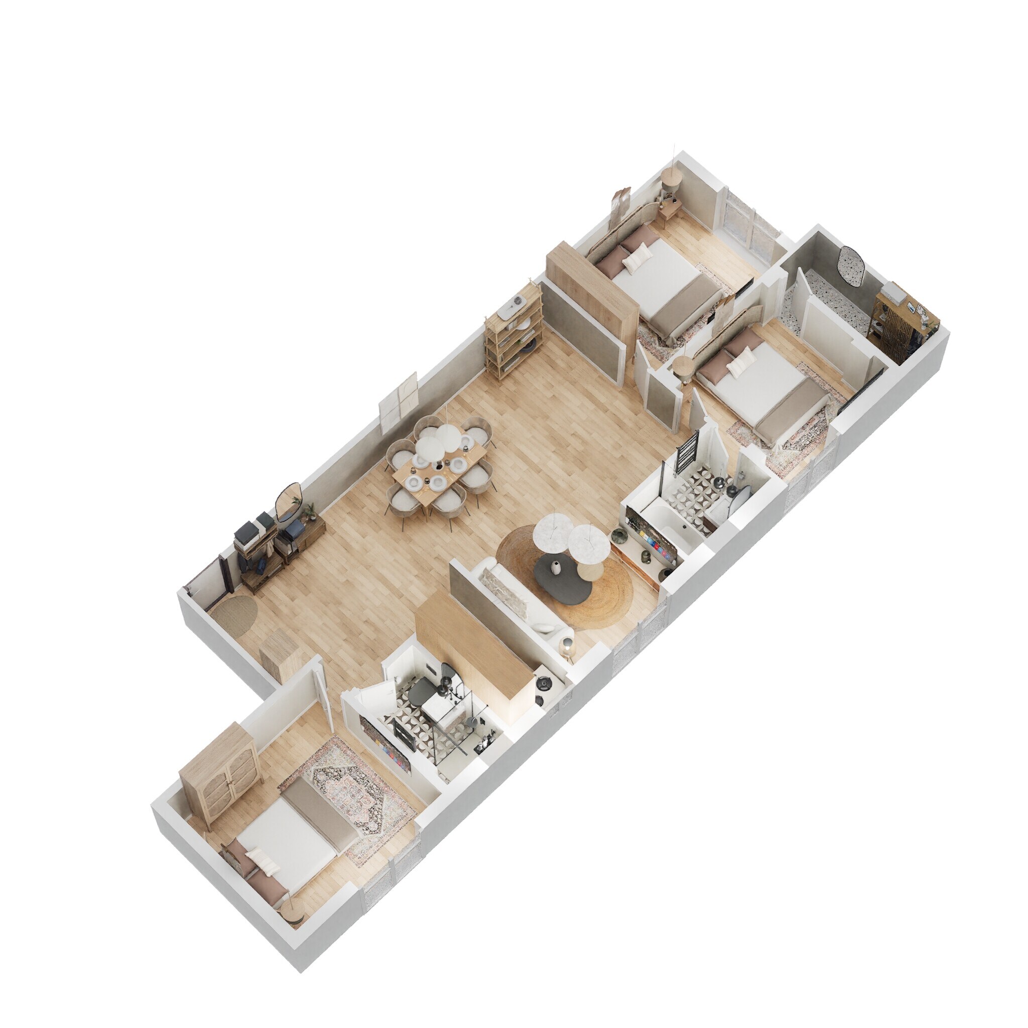 Floor plan of 3 BHK 1314 Sq. Ft. Apartment in Vishwakarma City Garden, Kolkata