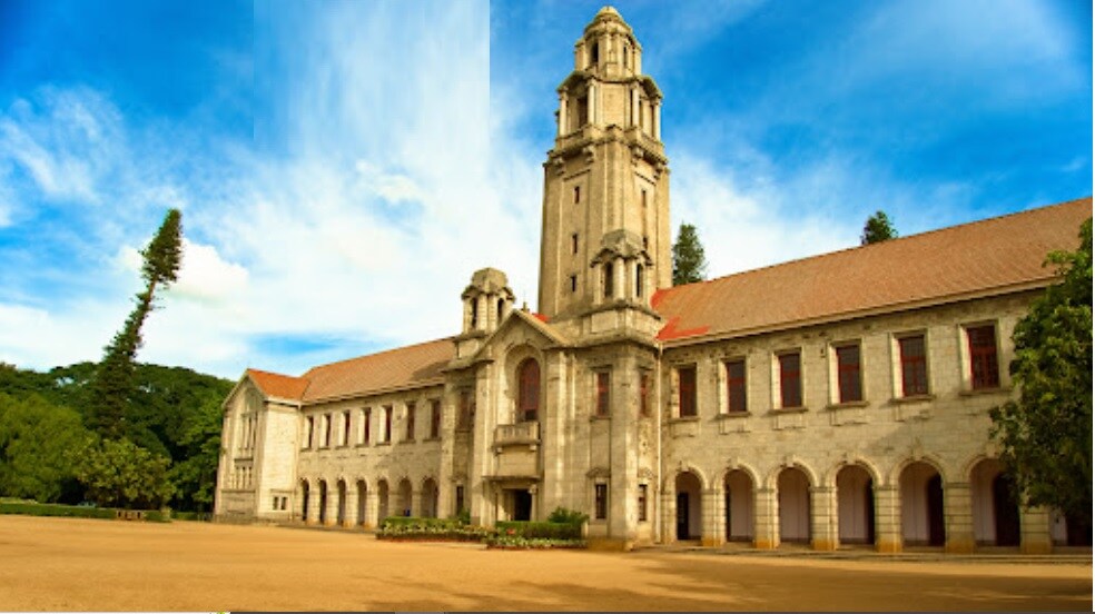 Mathikere_a large building with a clock tower on top of it