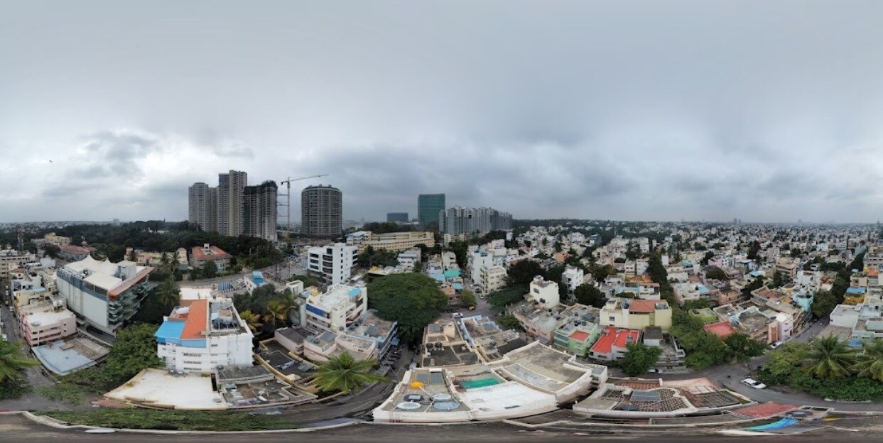 Rajaji Nagar_an aerial view of a city filled with lots of tall buildings