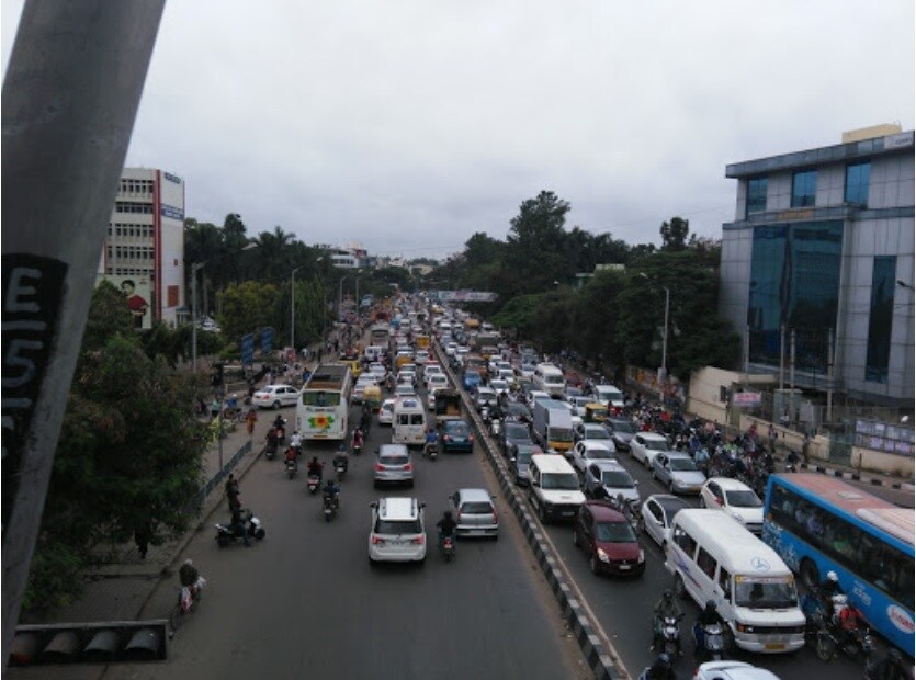 Silk Board_a city street filled with lots of traffic