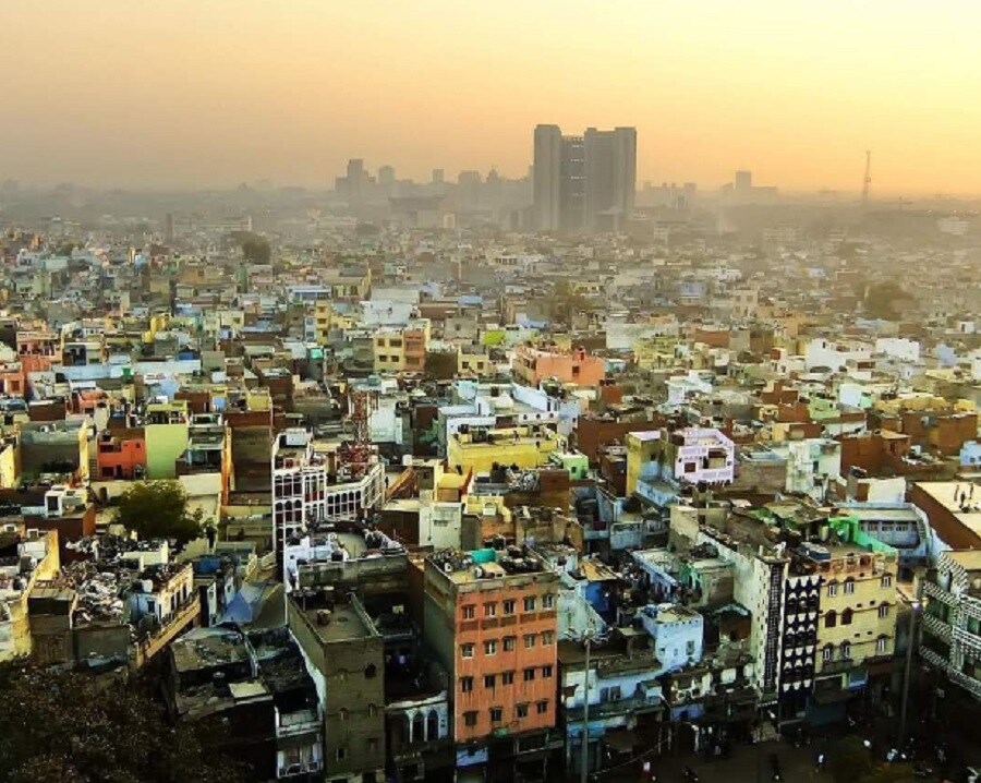 Shahdara_a cityscape of a city at night
