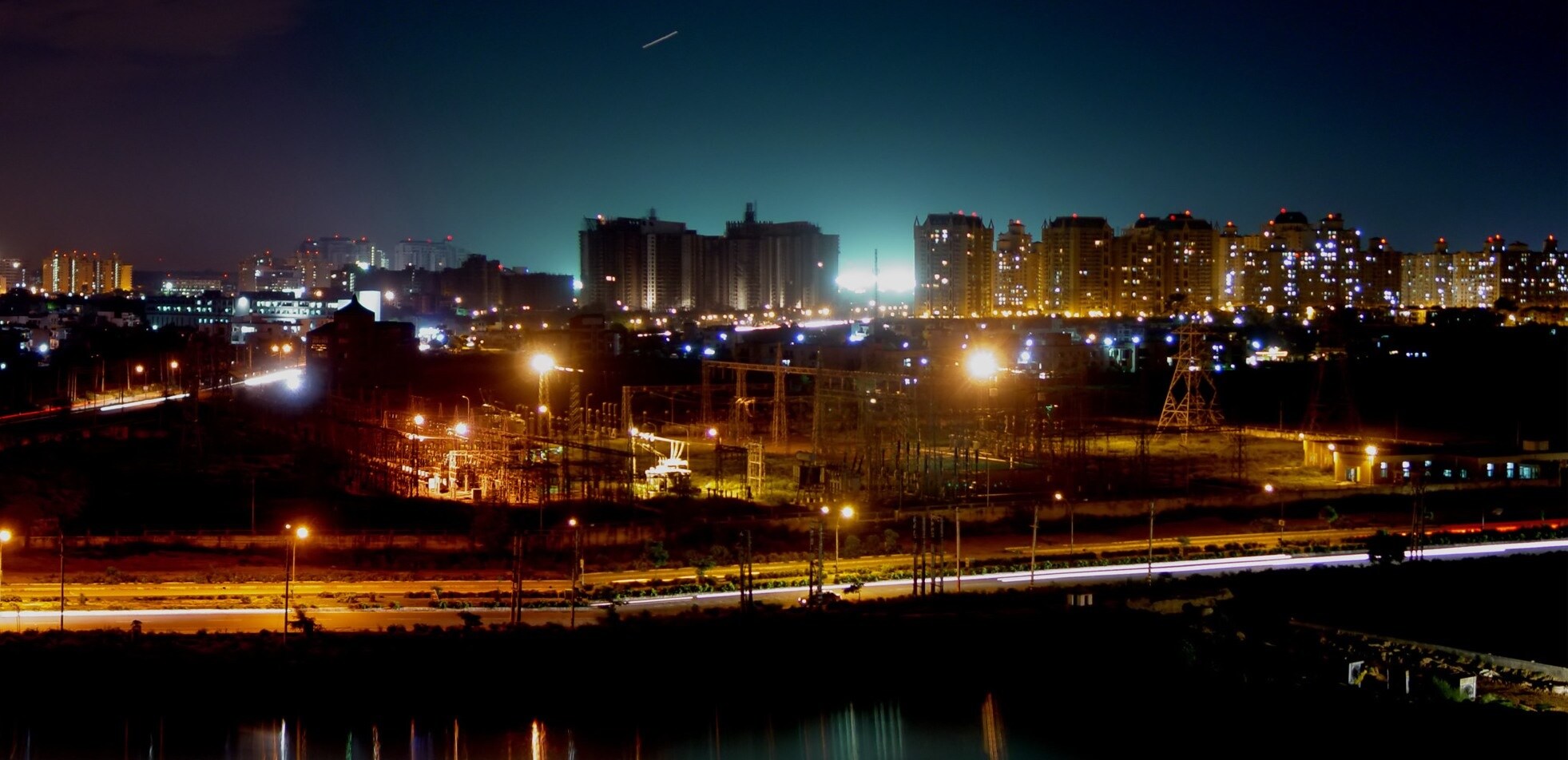 Sector 17_a city at night with a city at night