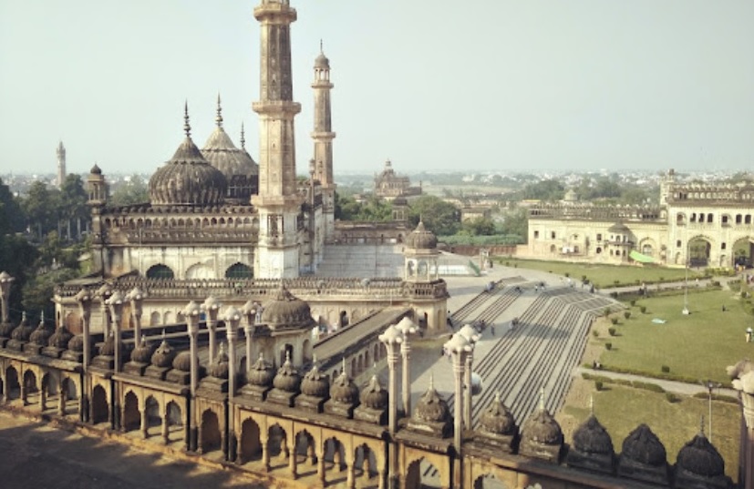 Shahganj_a large building with a clock on top of it