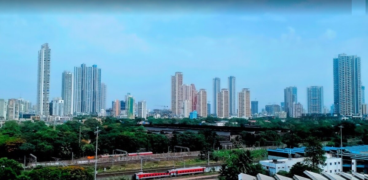 Krishna Nagar_a cityscape of a city with tall buildings