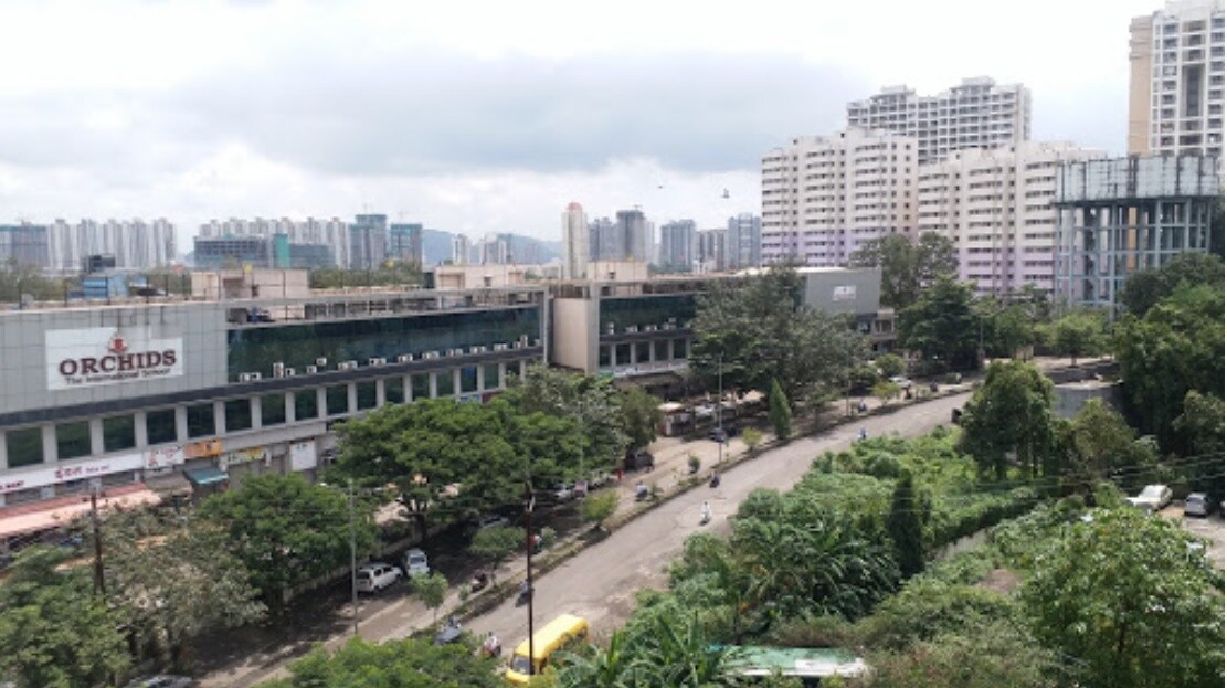 Brahmand_a train crossing a bridge over a city