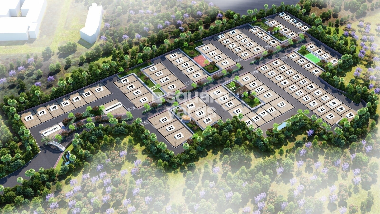 Amrawati-Midtown_an aerial view of a city with a large building