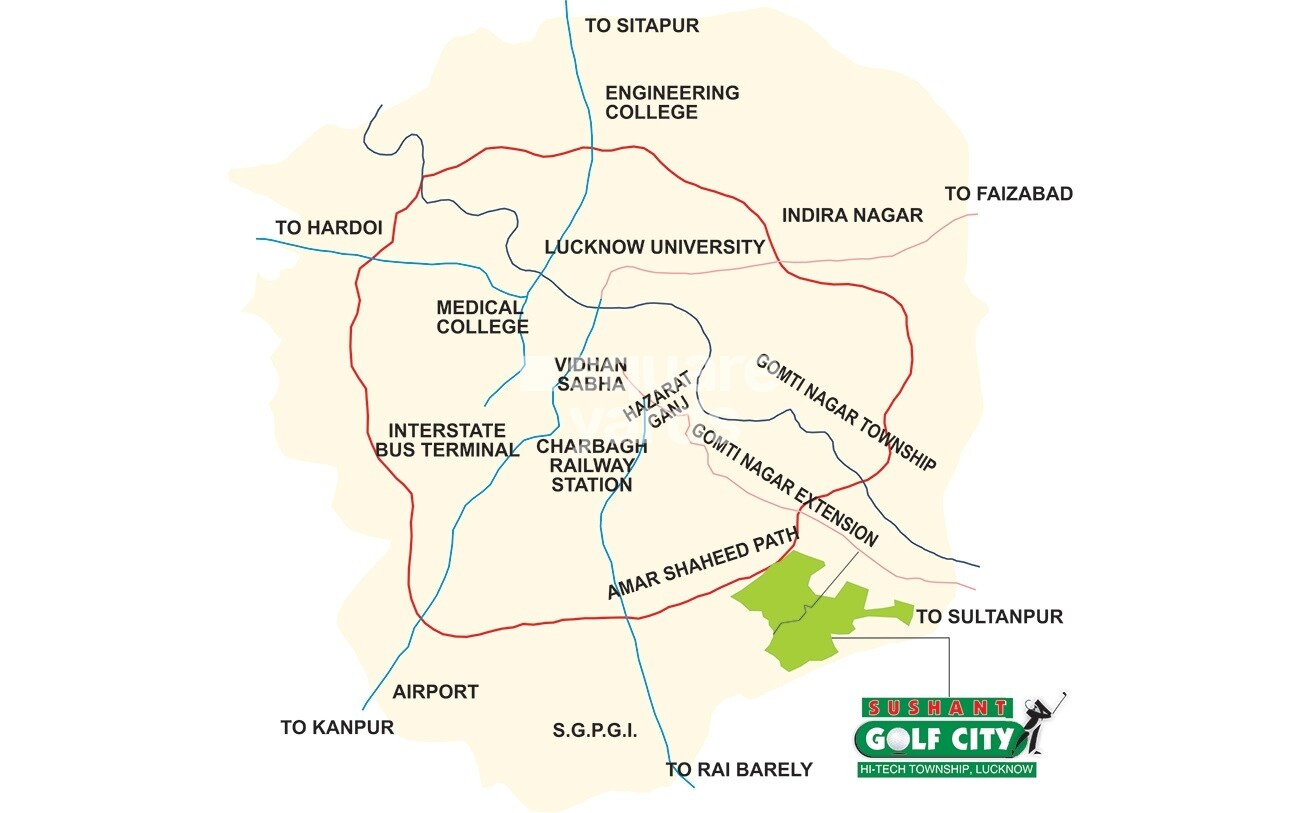 Ansal Sushant Golf City Shopping Square Location Image