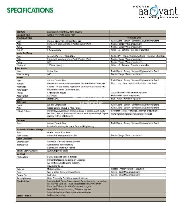 Paarth Aadyant Specification