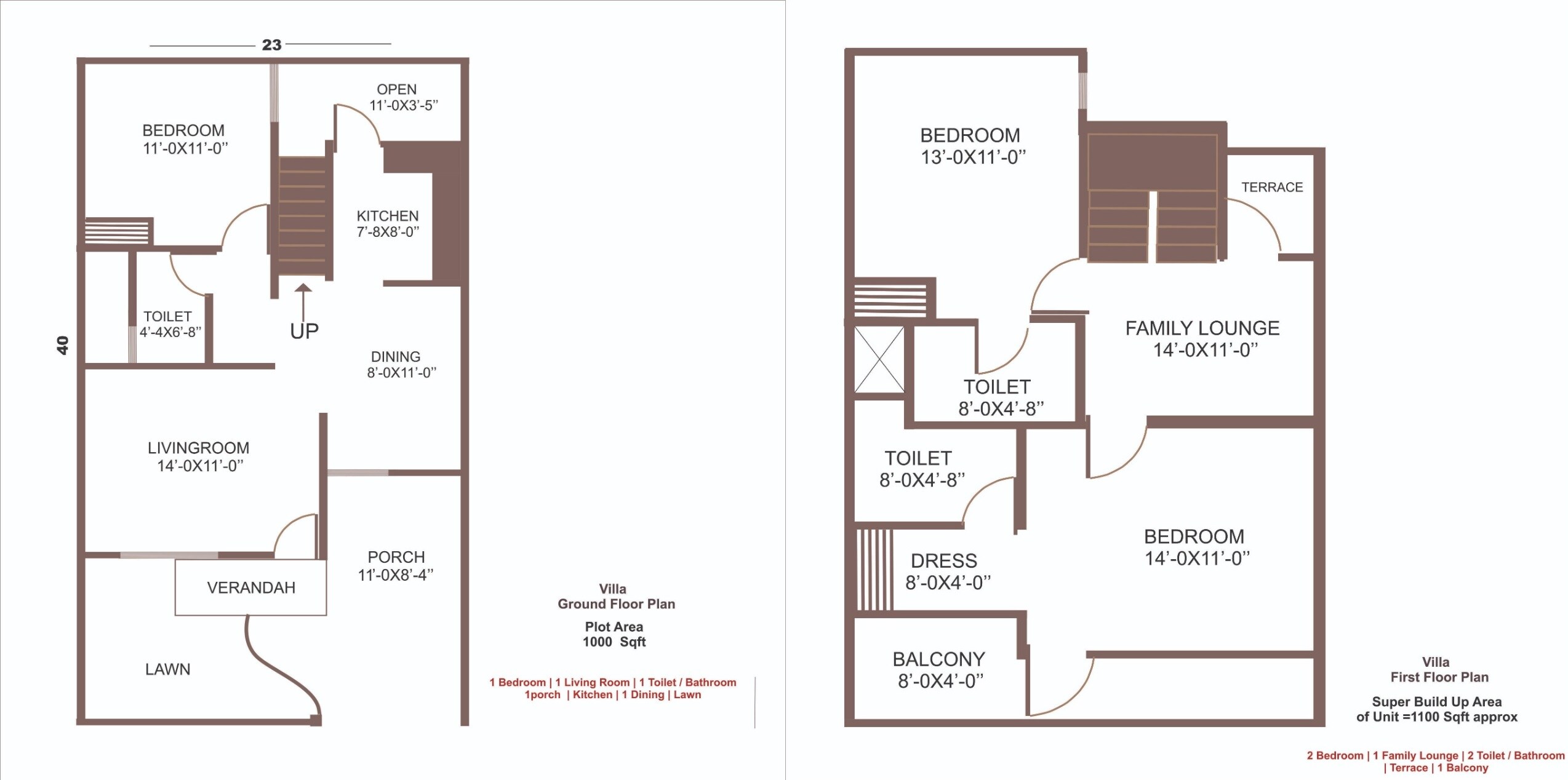 3 BHK 1100 Sq. Ft. Villa