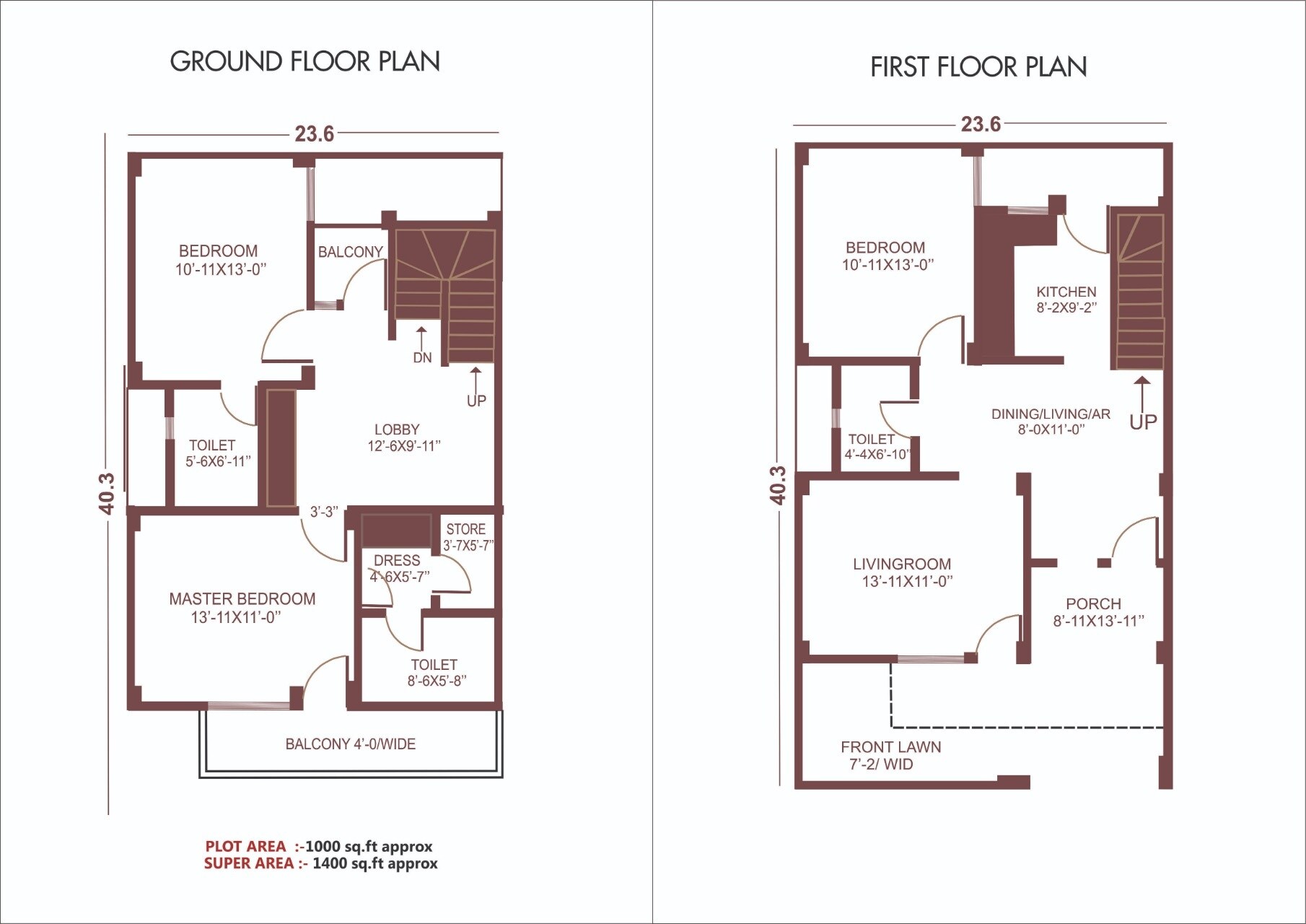 Floor plan of 3 BHK 1400 Sq. Ft. Villa in Aftek Homes, Lucknow