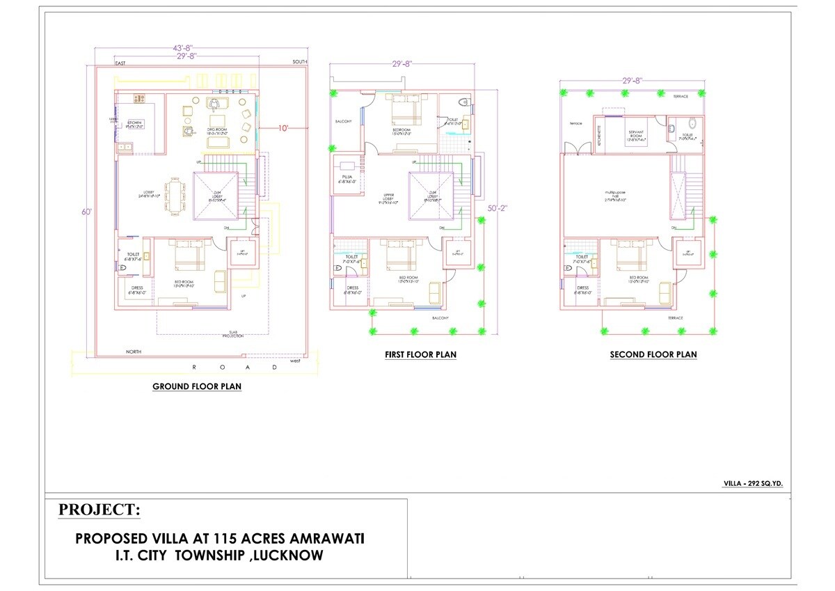 Floor plan of 4 BHK 2600 Sq. Ft. Villa in Amrawati IT City, Lucknow