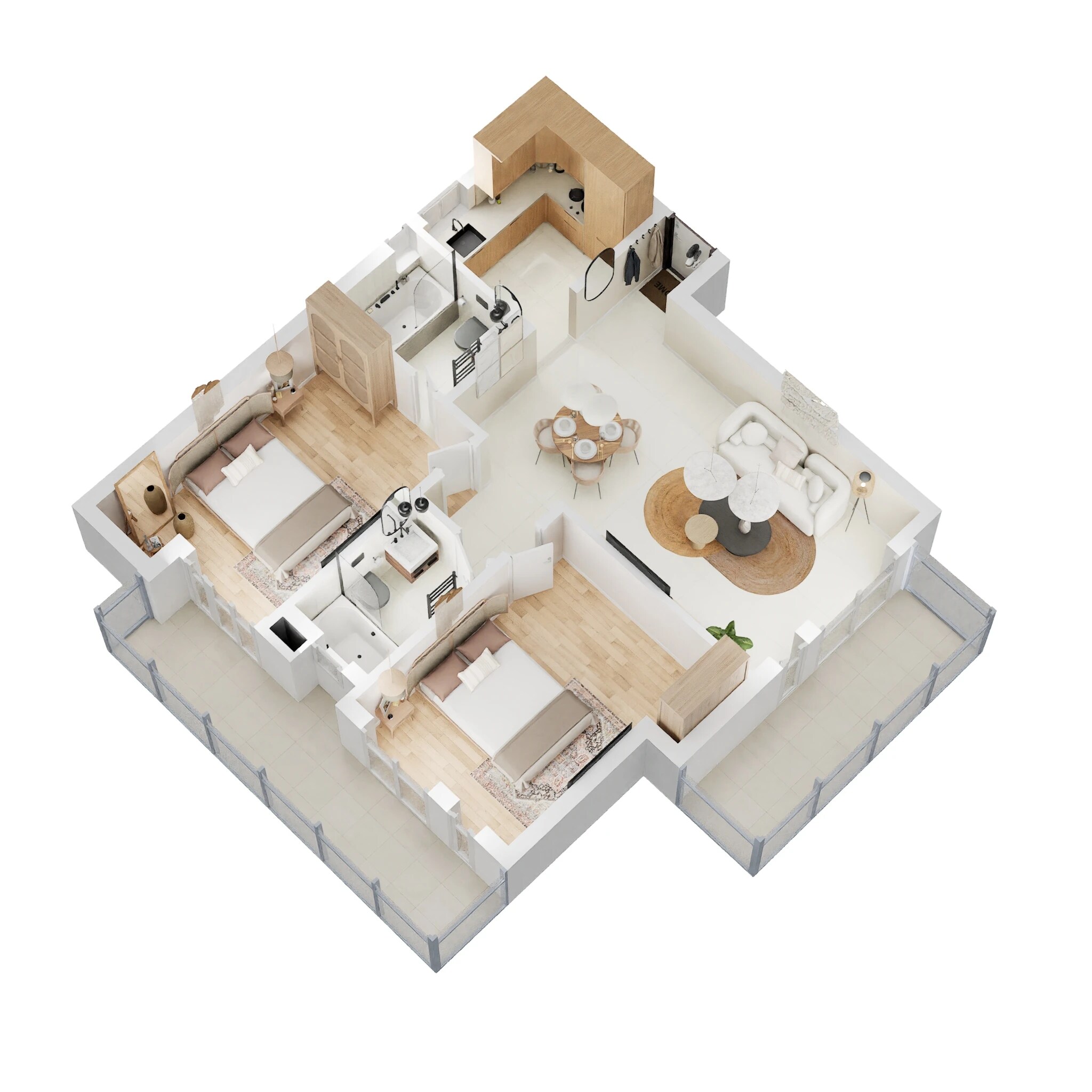 Floor plan of 2 BHK 1410 Sq. Ft. Apartment in Balaji The Landmark, Lucknow