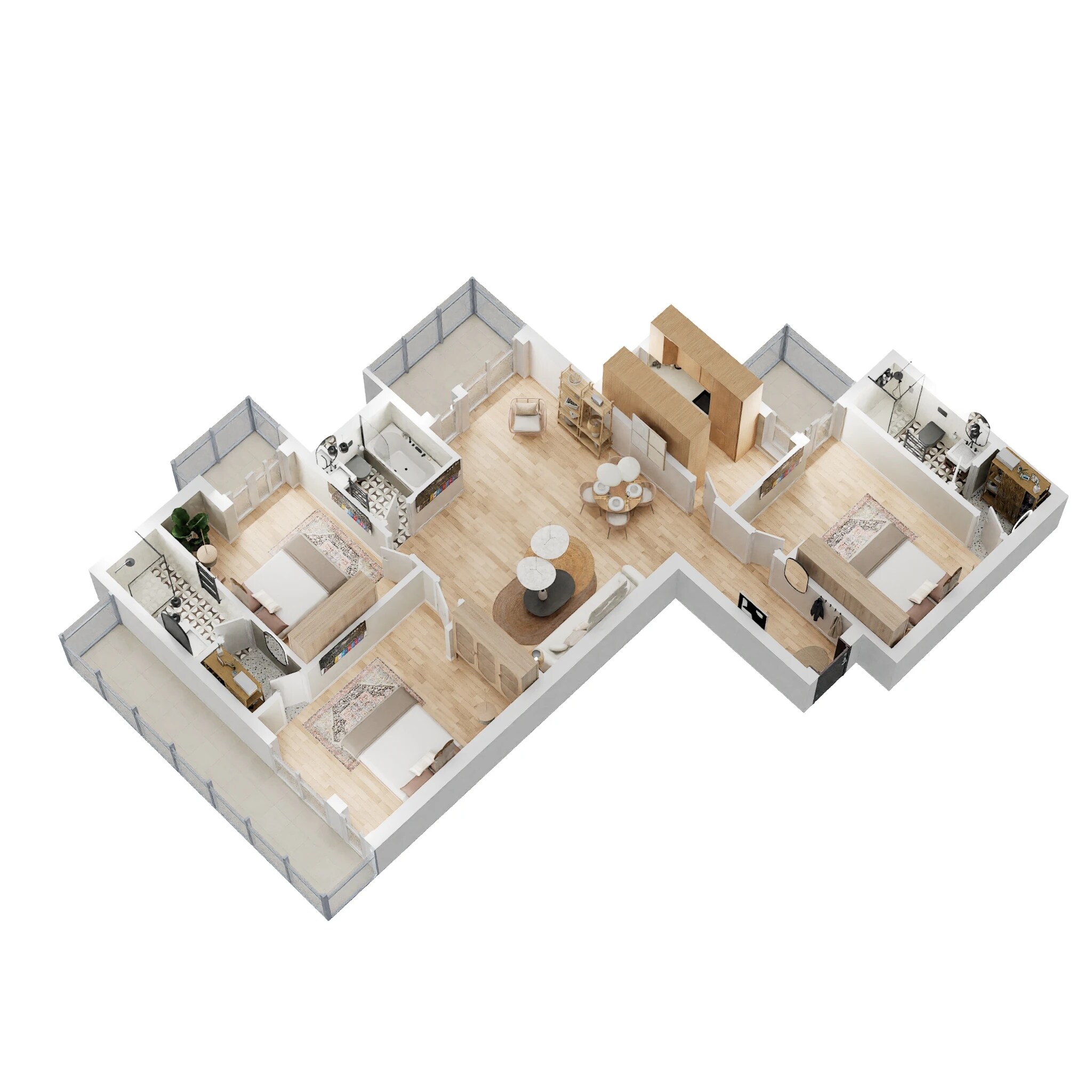 Floor plan of 3 BHK 1955 Sq. Ft. Apartment in Balaji The Landmark, Lucknow