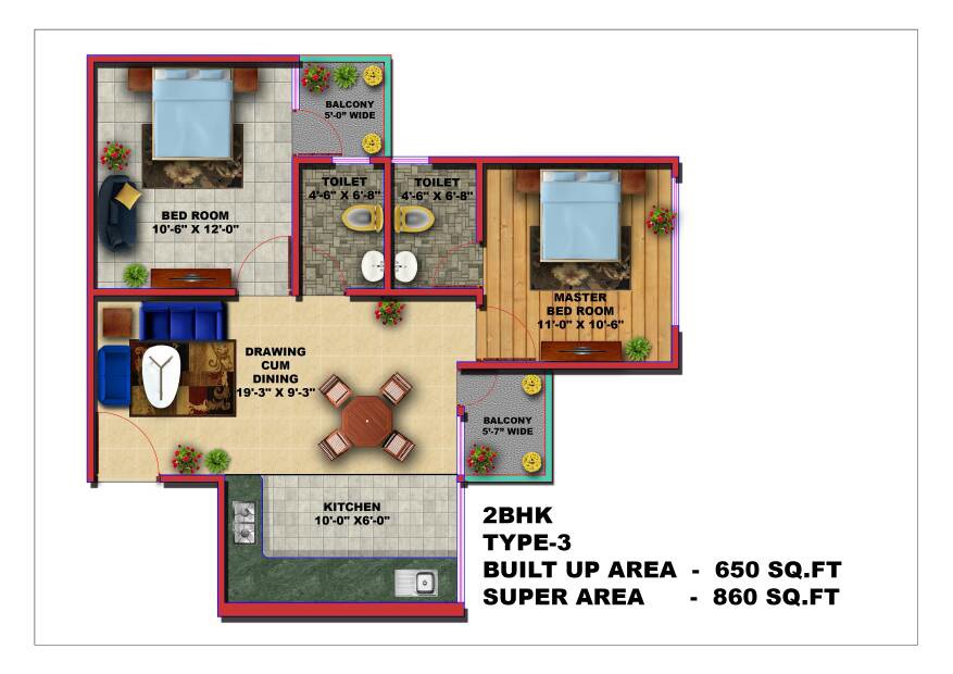 Baldau Shubotsav Heights 2 BHK Layout