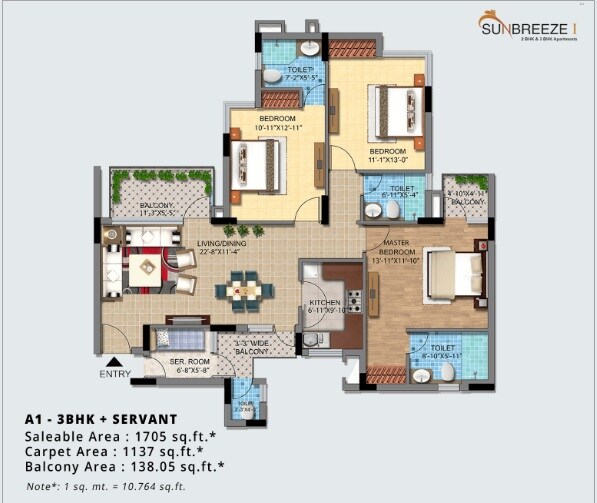 3 BHK 1705 Sq. Ft. Apartment