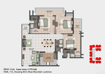  3 BHK Apartment at BCC Blue Mountain, Vrindavan Yojna – for Sale