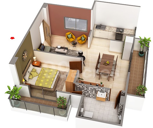 Buildia Galaxy 1 BHK Layout