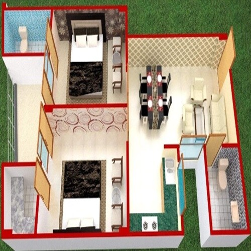 Floor plan of 2 BHK 1168 Sq. Ft. Apartment in Canvas Azma Apartments, Lucknow