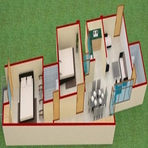 Floor plan of 2 BHK 1258 Sq. Ft. Apartment in Canvas Azma Apartments, Lucknow