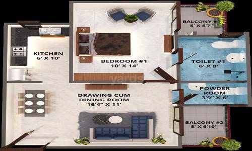1 BHK 495 Sq. Ft. Apartment