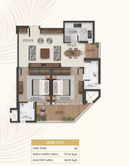 2 BHK 774 Sq. Ft. Apartment