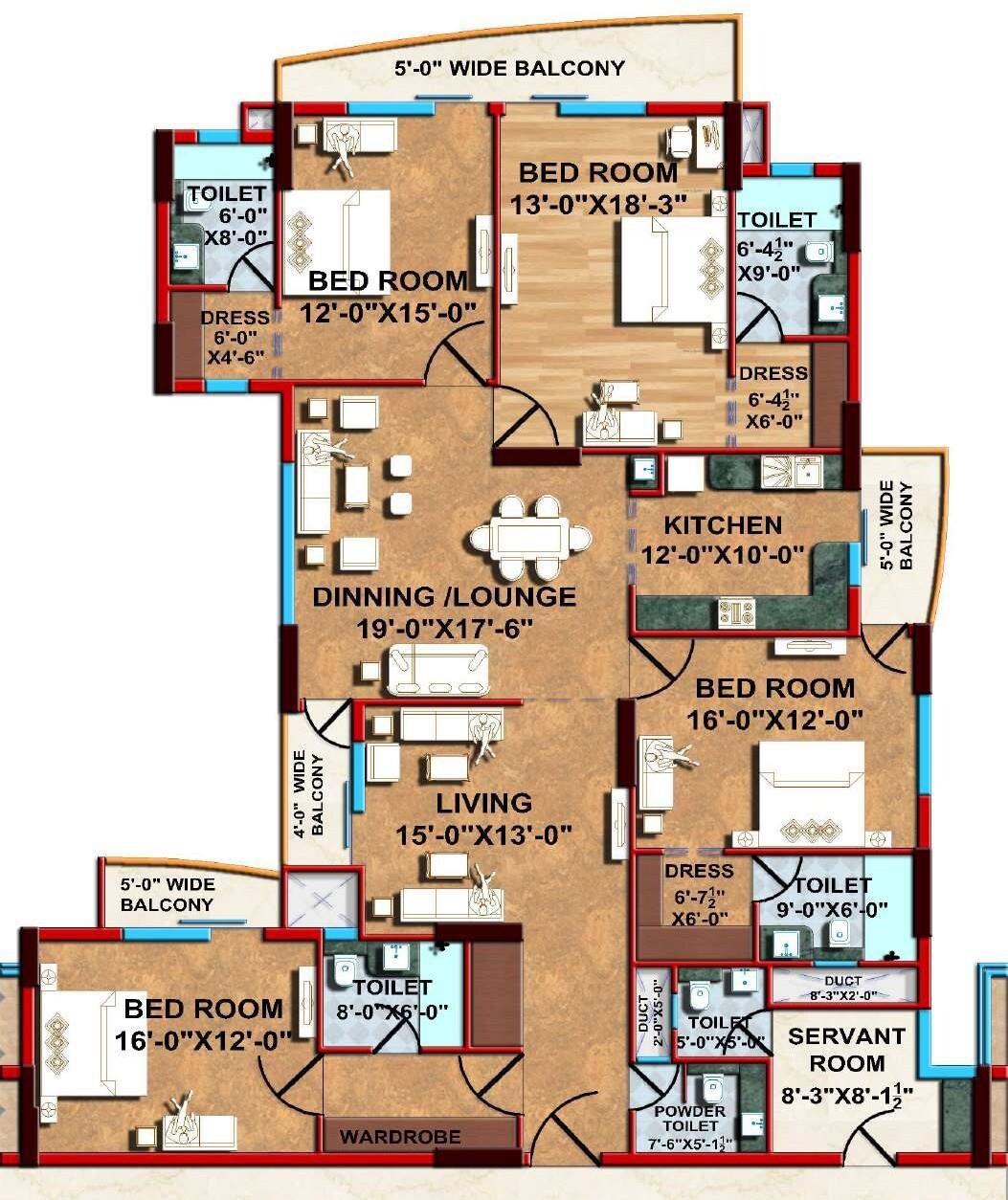 4 BHK 3336 Sq. Ft. Apartment