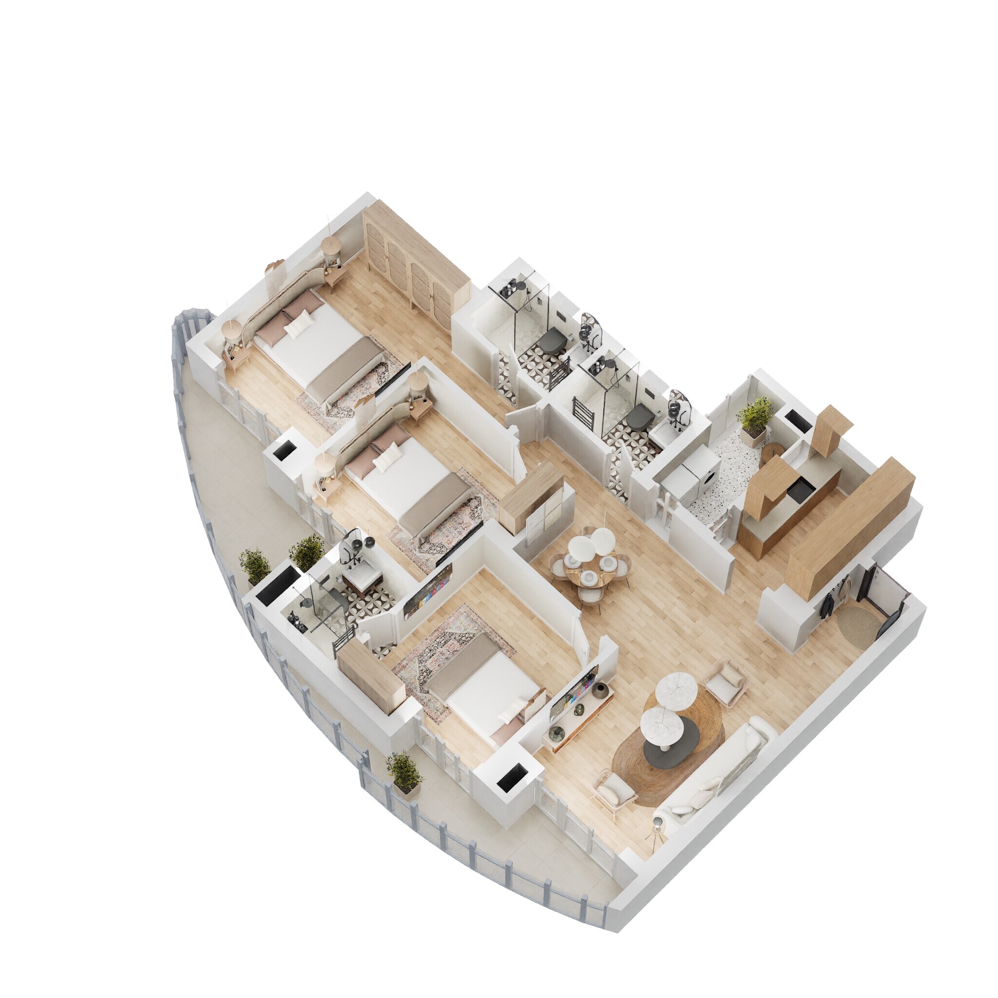 3 BHK 995 Sq. Ft. Apartment