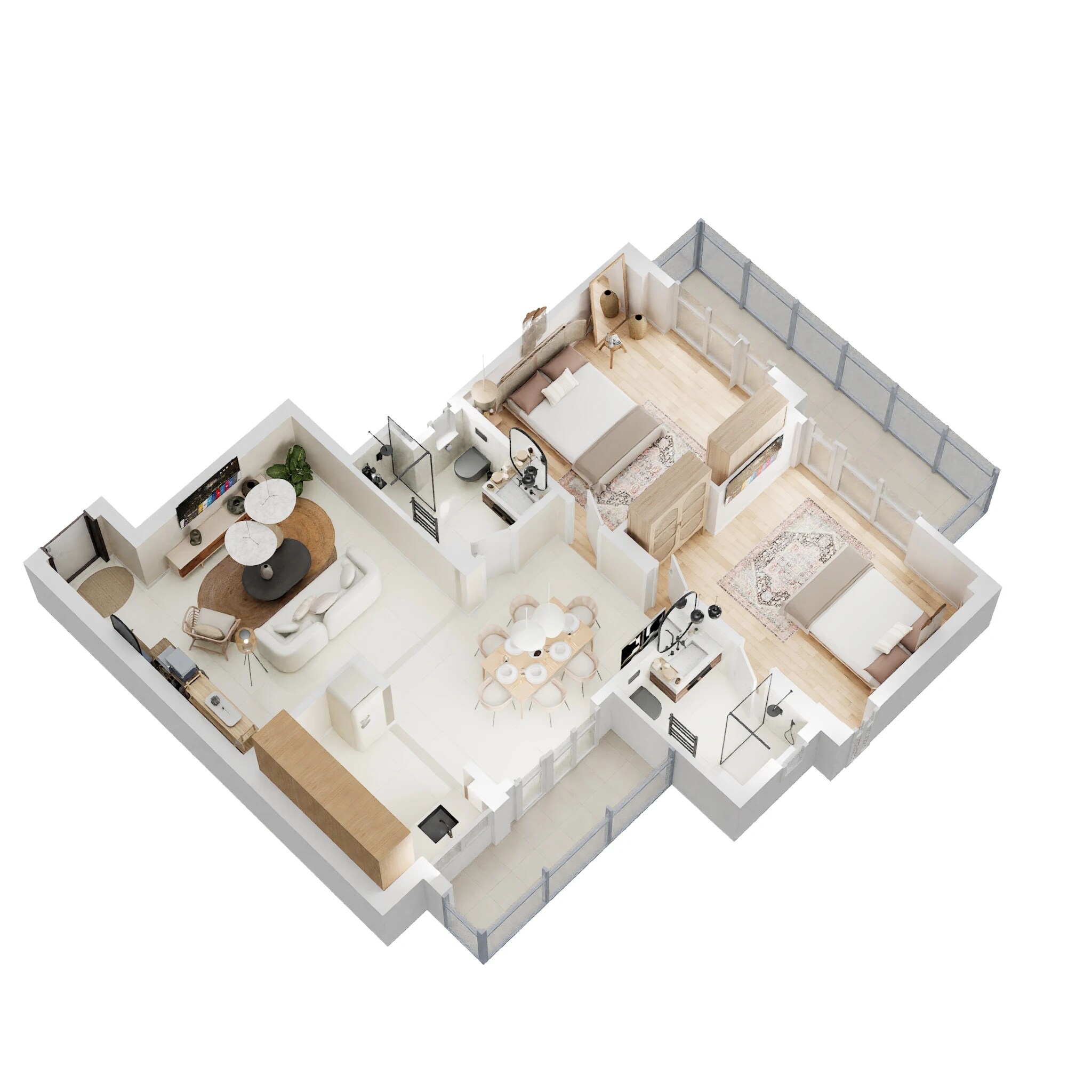 Floor plan of 2 BHK 1310 Sq. Ft. Apartment in Eldeco Luxa, Lucknow