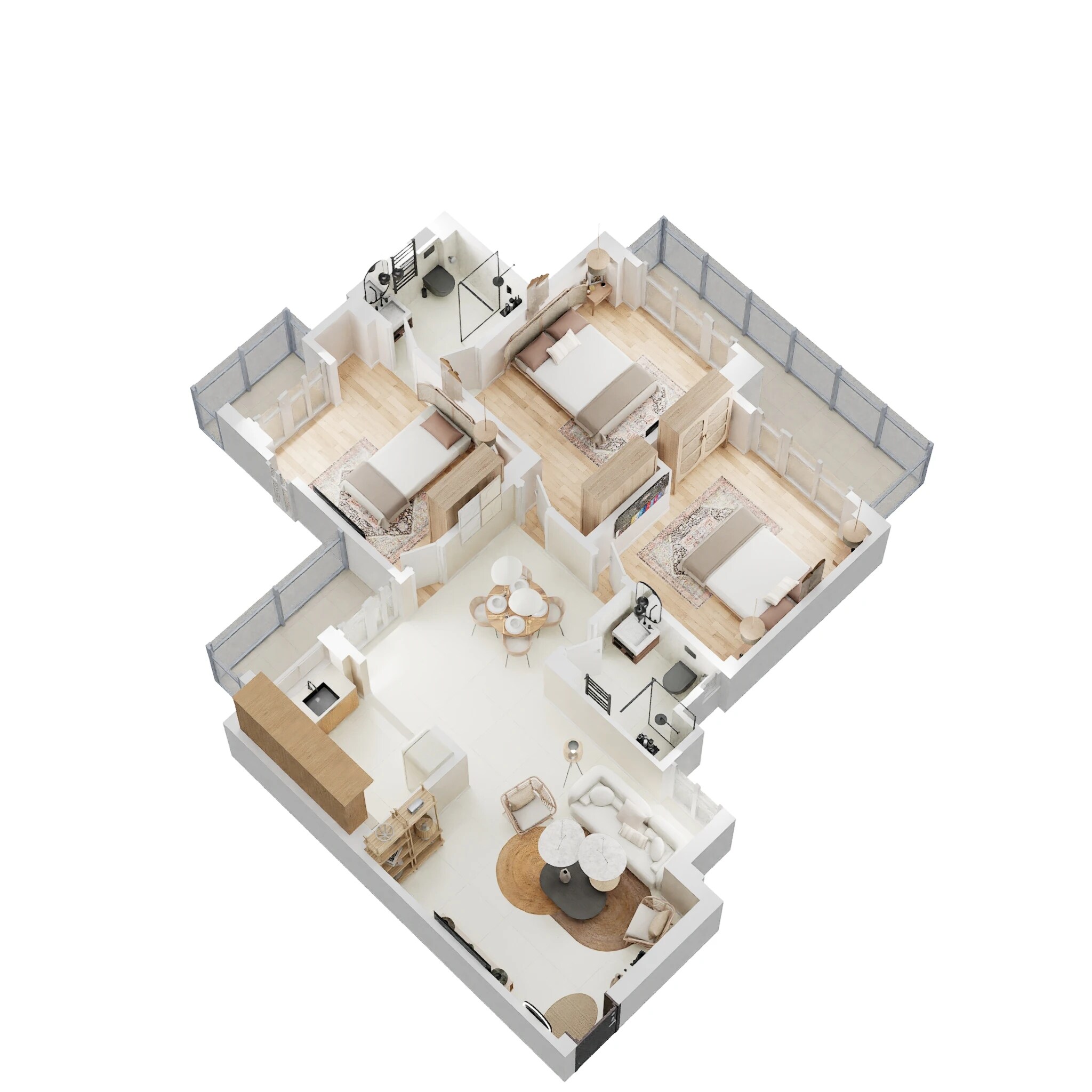 Floor plan of 3 BHK 1568 Sq. Ft. Apartment in Eldeco Luxa, Lucknow
