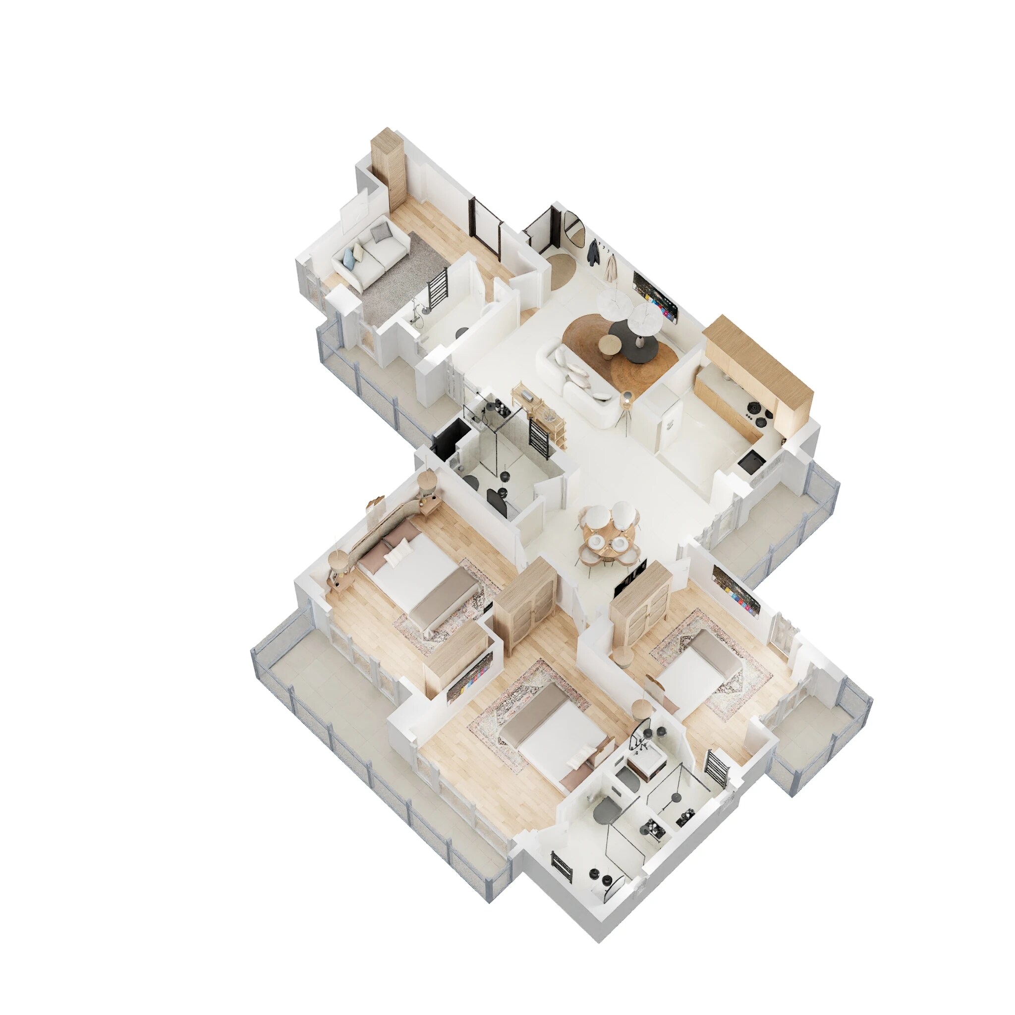 Floor plan of 3 BHK 1849 Sq. Ft. Apartment in Eldeco Luxa, Lucknow