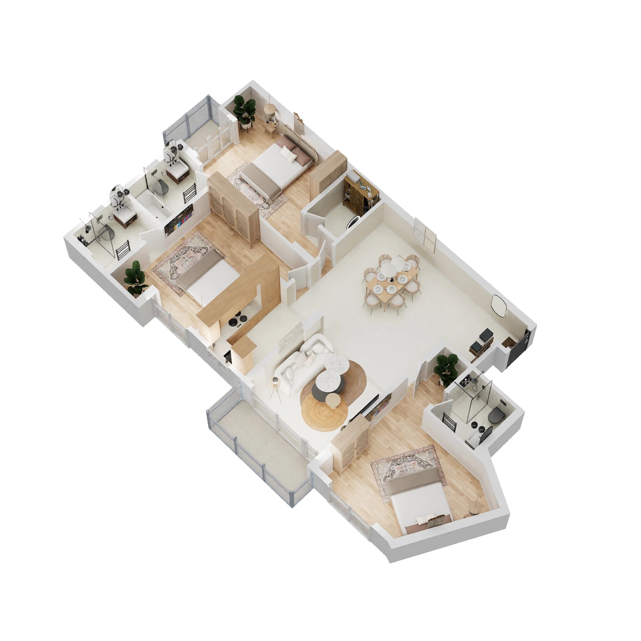 Floor plan of 3 BHK 1478 Sq. Ft. Apartment in Eldeco Saubhagyam, Lucknow