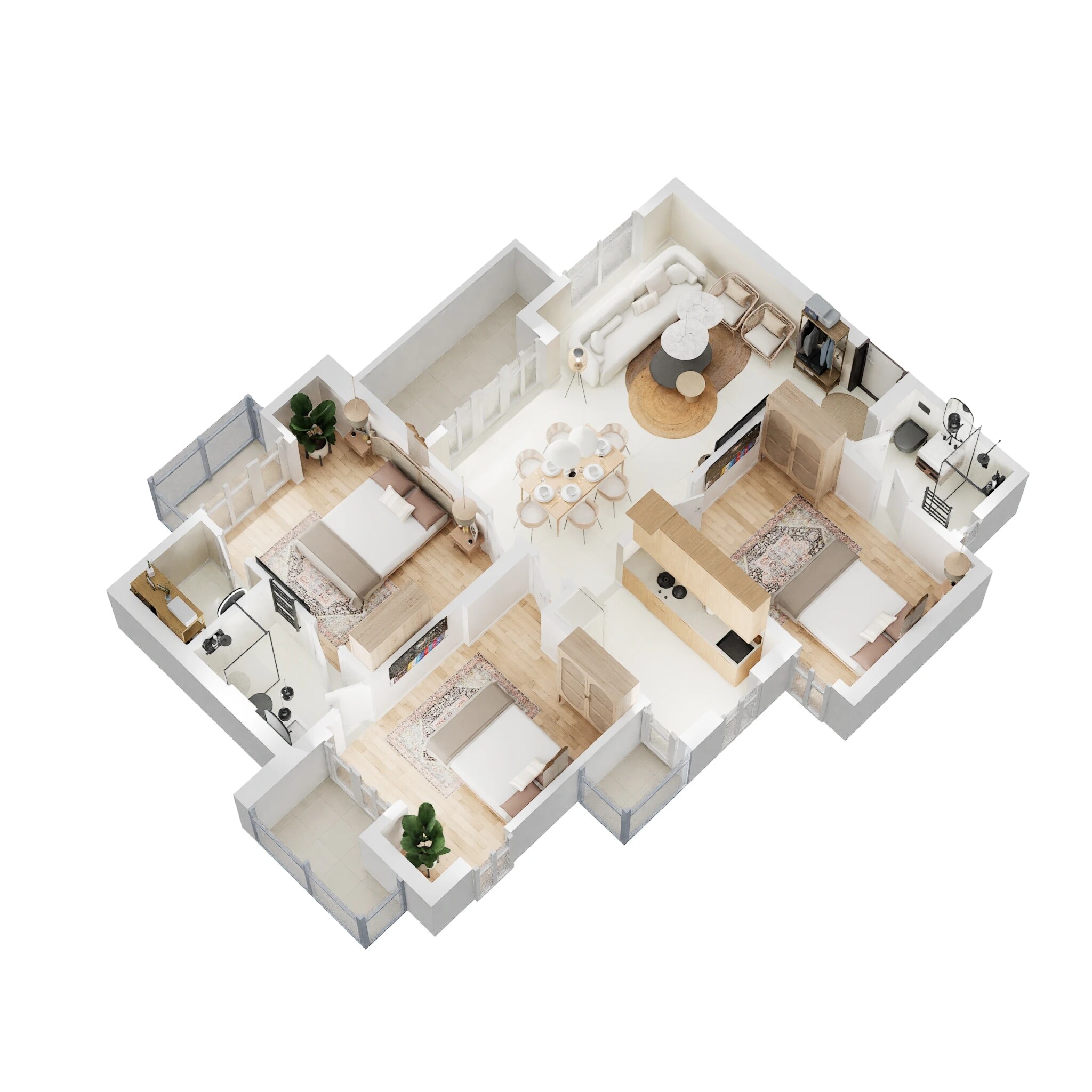 Floor plan of 3 BHK 1703 Sq. Ft. Apartment in Eldeco Saubhagyam, Lucknow