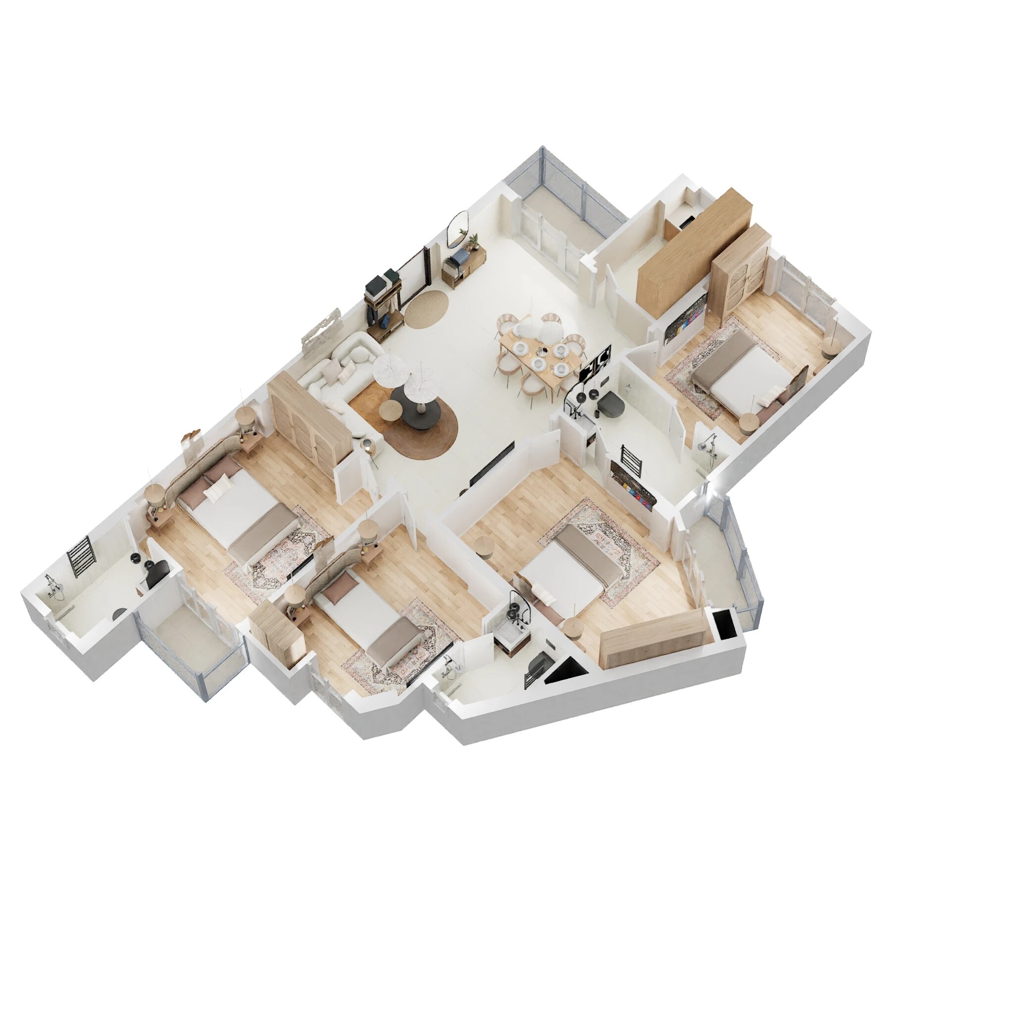 Floor plan of 4 BHK 1888 Sq. Ft. Apartment in Eldeco Saubhagyam, Lucknow