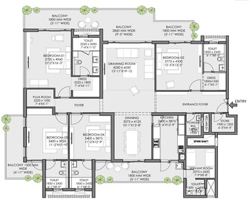  4 BHK Apartment at Eldeco Trinity, Gomti Nagar – for Sale